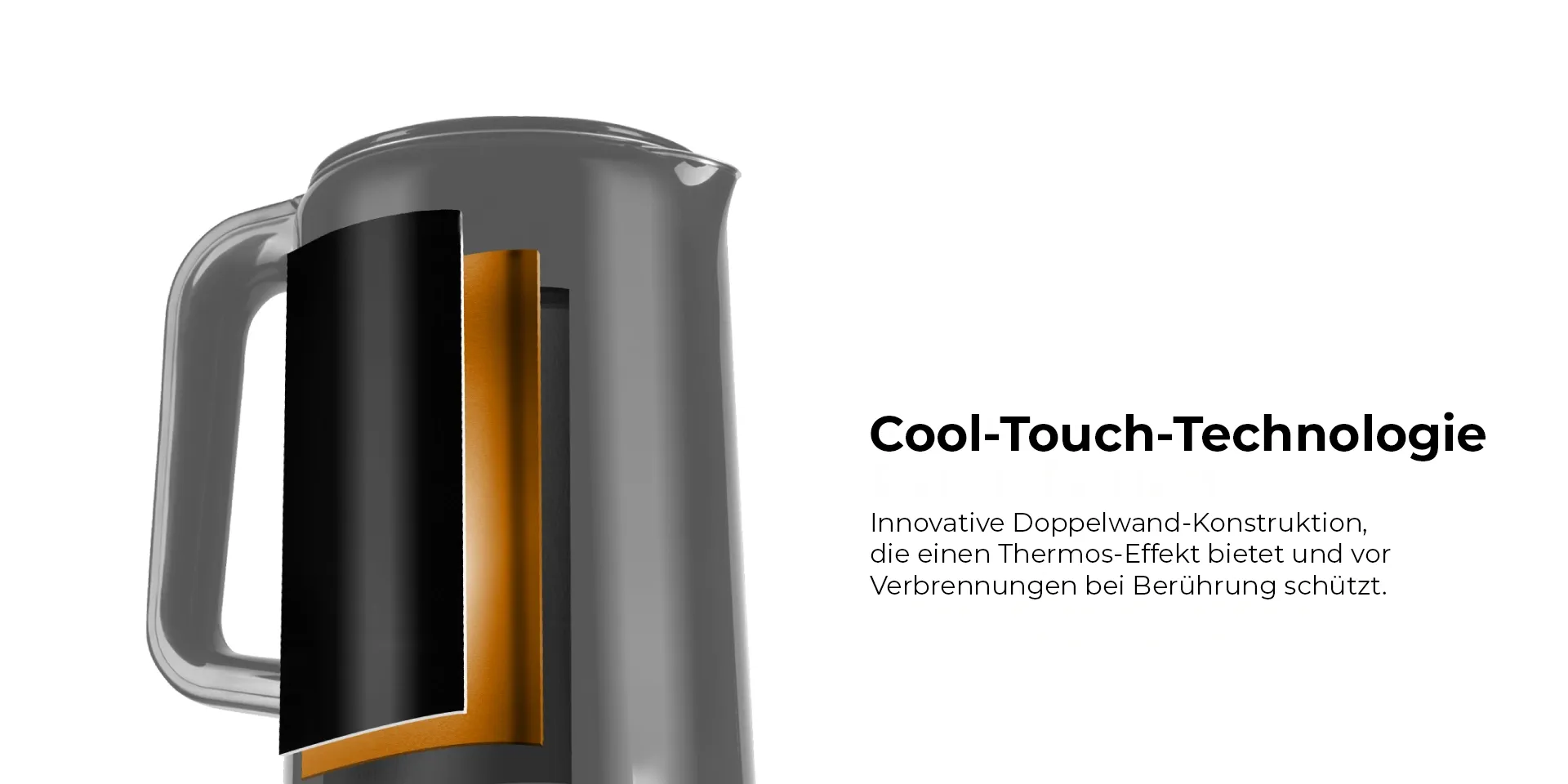 Wasserkocher 1,7L  Schnellkochfunktion, Abschaltautomatik, 2000W, BPA-frei – Colorsense A15E – Stylischer Wasserkocher mit LED-Anzeige